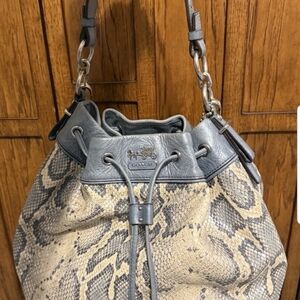 Coach Snakeskin and Leather Hobo Bag